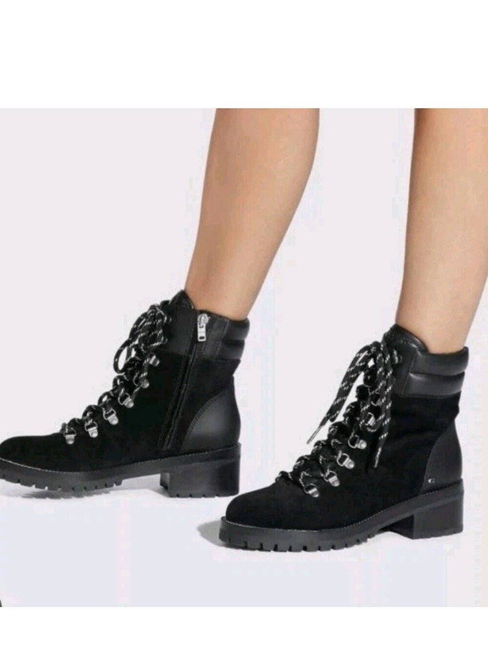 Coach Lorren Bootie G4620 Black Suede Hiker Boots Womens 9 Combat Lug Sole